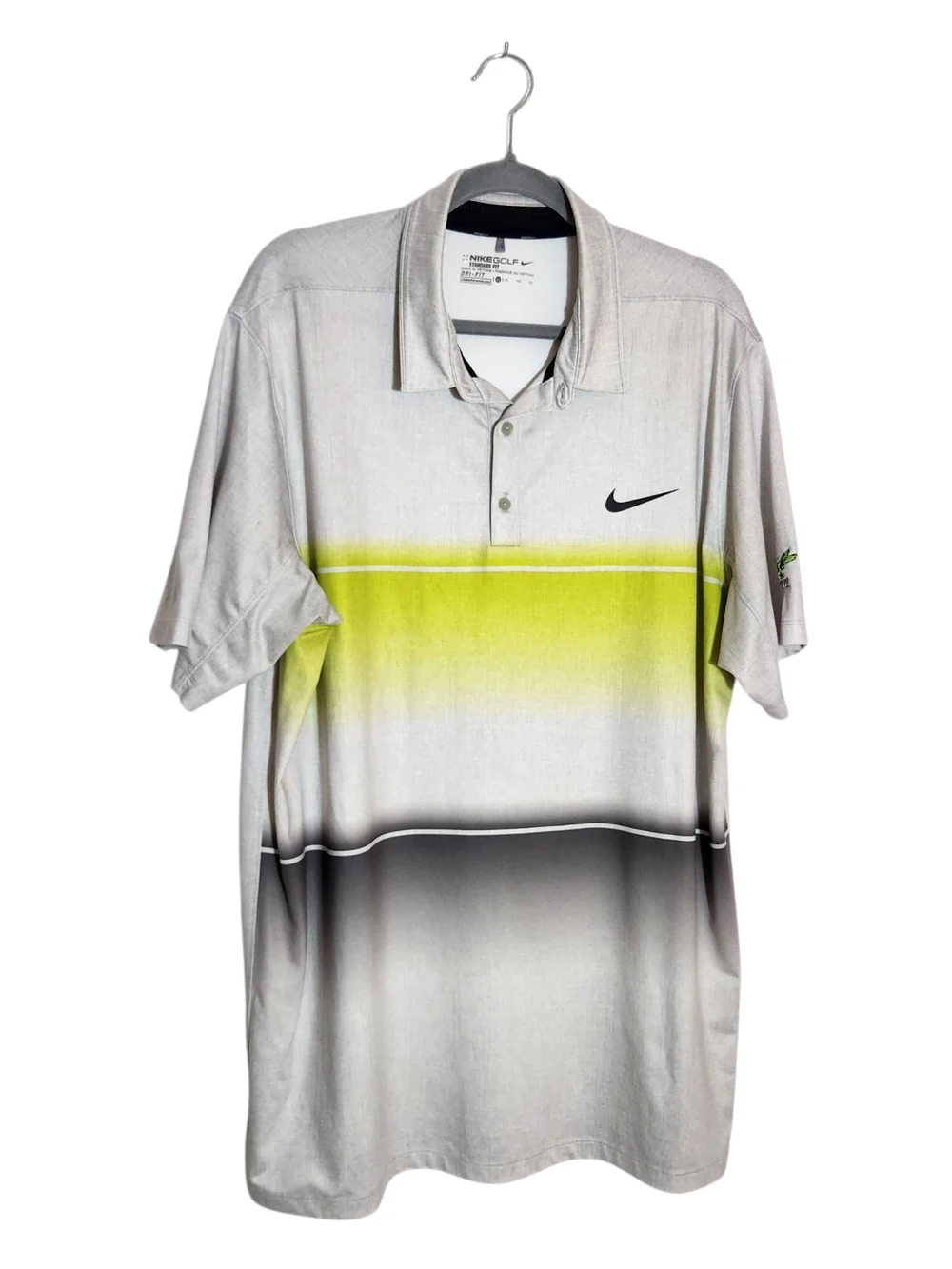 Nike Golf Gray and Lime Green Performance Polo Size XL Flaw